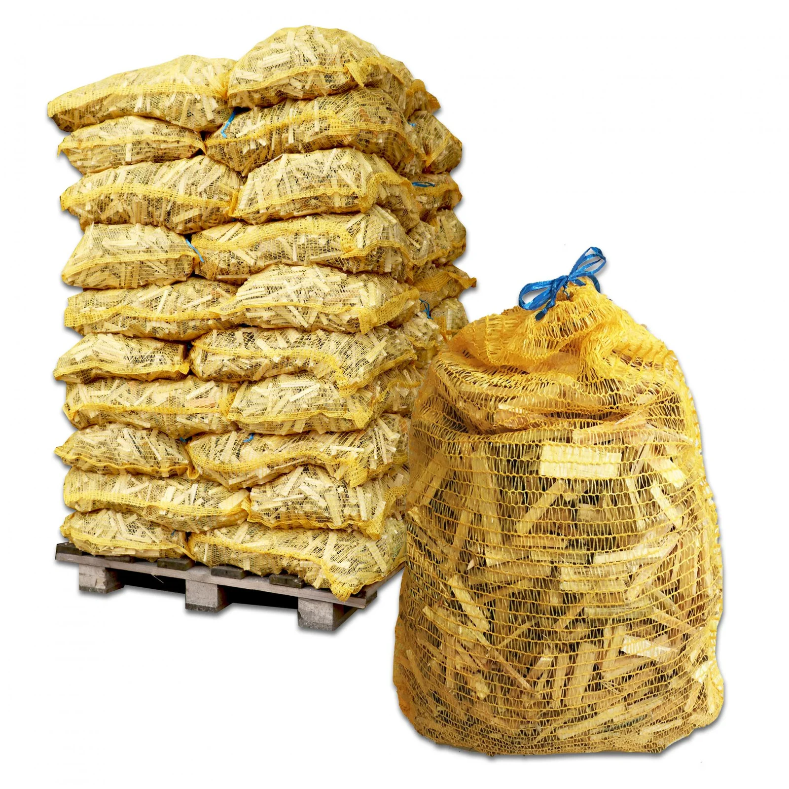 Anzündholz Netze 5 kg – Weichholz 8 cm (50er Palette)
